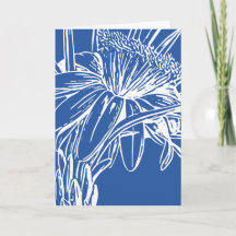 Modern Blått botaniskt Blommigt Line Teckning Artw