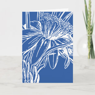 Modern Blått botaniskt Blommigt Line Teckning Artw Kort