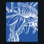 Modern Blått botaniskt Blommigt Line Teckning Artw Poster<br><div class="desc">En enkel,  modern,  minimalistisk blomstlinje konst teckning i en söt färg skade av koboltblått.</div>