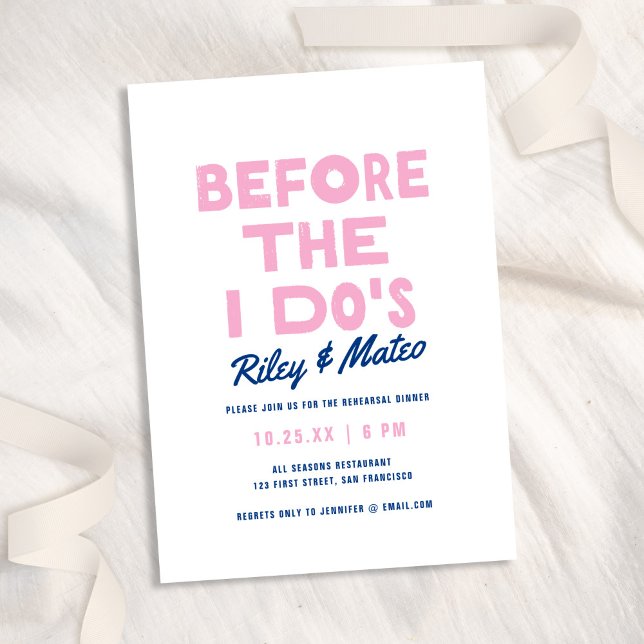 Modern blått Bröllop-repetitionsmiddag med fetstil Inbjudningar (Skapare uppladdad)