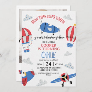 Modern blått foto: Hur lång tid tar det 1:a födels Inbjudningar