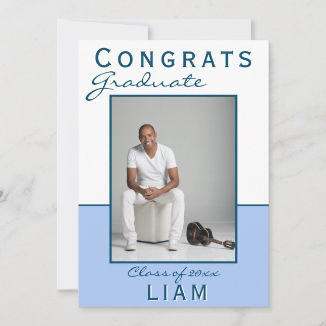 Modern blått Gratulerara fotopatrabil Student Stud (Framsida)