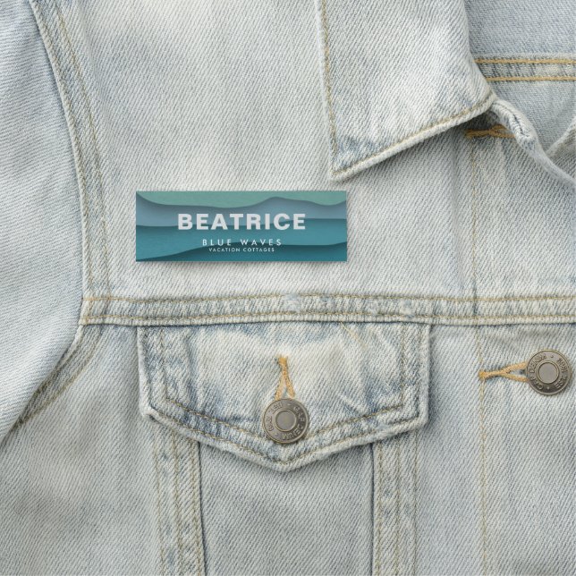 Modern blått hav Vinkara Namnbricka (På plats)