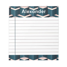Modern blått kvadratur, geometriskt Mönster anpass Anteckningsblock