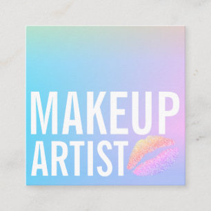 Modern blått lila övertoningsskönhet i rosa fyrkantigt visitkort