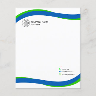 Modern blått och Grönt Wave Letterhead med logotyp