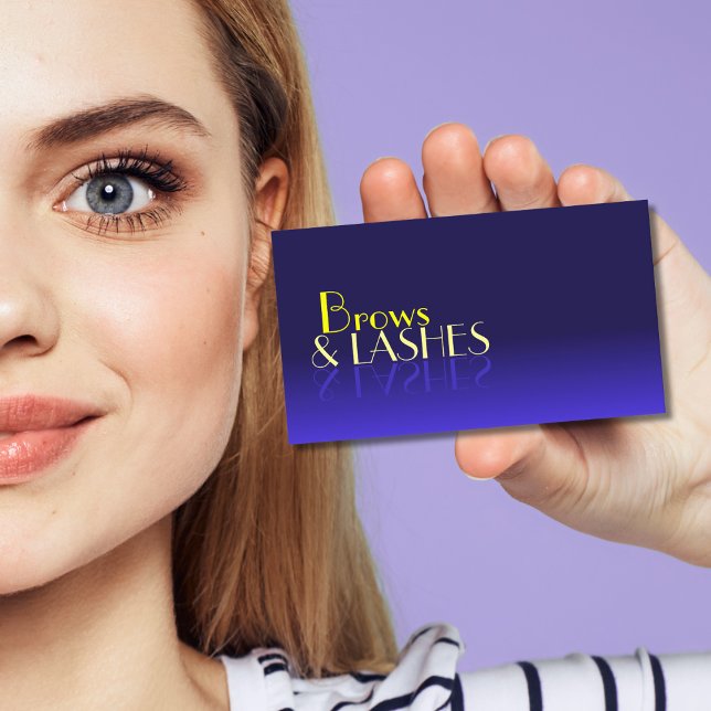 Modern blått och Gult Chic Spegel-teckensnitt med  Visitkort (Skapare uppladdad)