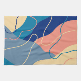 Modern blått och Rosa konstnärligt torndiagram Kökshandduk