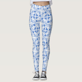 Modern blått- och vitströmkrets leggings