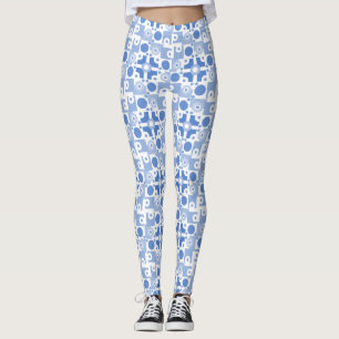 Modern blått- och vitströmkrets leggings