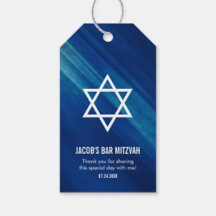 Modern blåttGrungepub Mitzvah Presentetikett