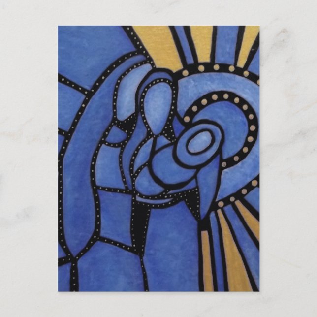 Modern blåttjulNativity Jesus Mary Joseph Helg Vykort (Framsida)