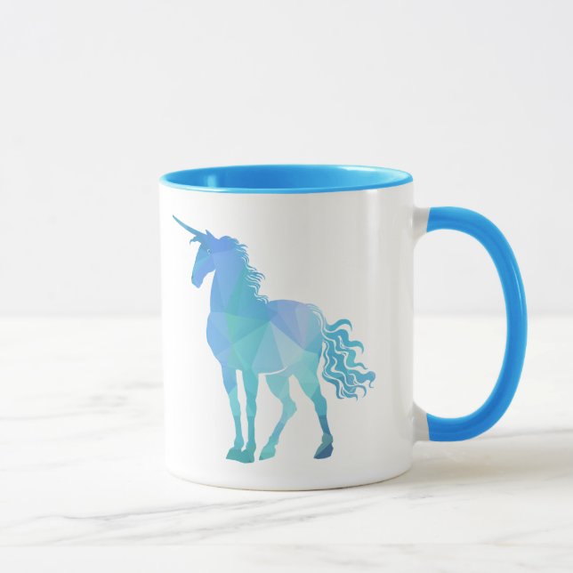 Modern blåttpolygonUnicorn Mugg (Höger)