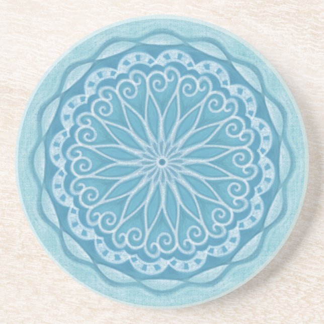 Modern blåvit och turkotisk boho-design för trendi underlägg (Framsidan)