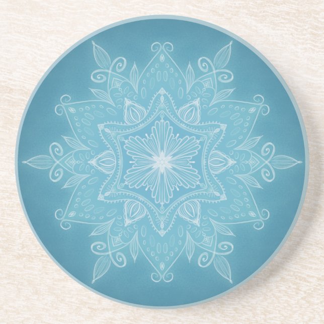 Modern blåvitsköldpadda boho mandala underlägg (Framsidan)