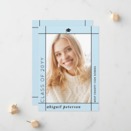 Modern blek Blue Class of 2025 studenten-foto Meddelande