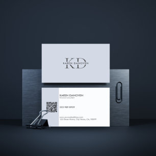 Modern Blek Blue Monogram-Professionell Visitkort