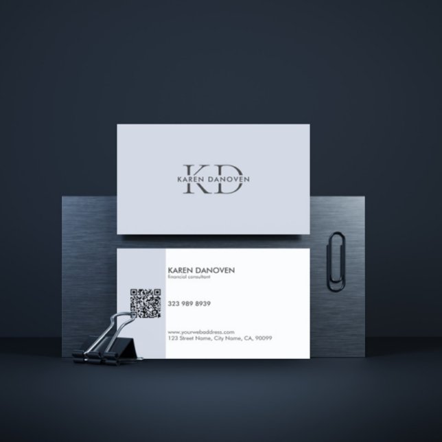 Modern Blek Blue Monogram-Professionell Visitkort (Skapare uppladdad)