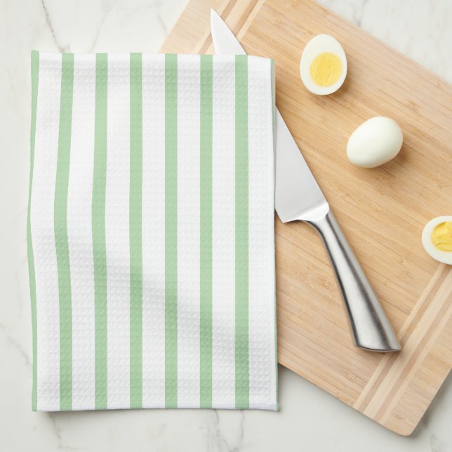 Modern Blek Grönt Rand Kitchen Towel Kökshandduk (Vikt i Fjärdedel)