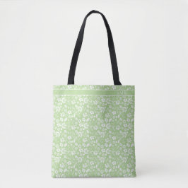 Modern Blek Lime Green Tropical Flowers Monogram Tygkasse