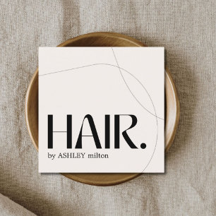 Modern Blek Pastel Beige Abstrakt Hair Salon Fyrkantigt Visitkort