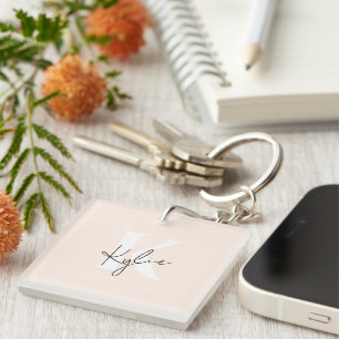 Modern Blek Peach Personlig Monogram Namn -