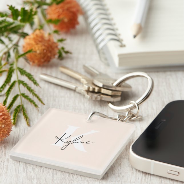 Modern Blek Peach Personlig Monogram Namn - (Högra Framsidan)
