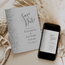 Modern Blekgul Silverglitter Spara Datumet