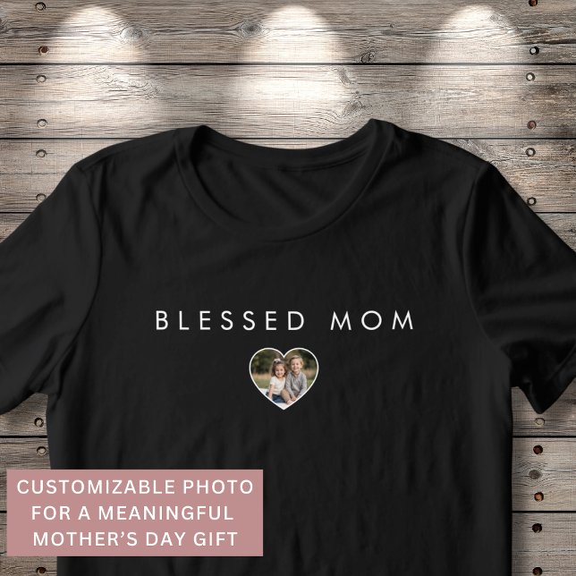 Modern Blessed Mor Hjärtfoto Mors Dag  T Shirt (Skapare uppladdad)