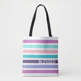 Modern BLESSED Pastel Stripe Christian Tygkasse