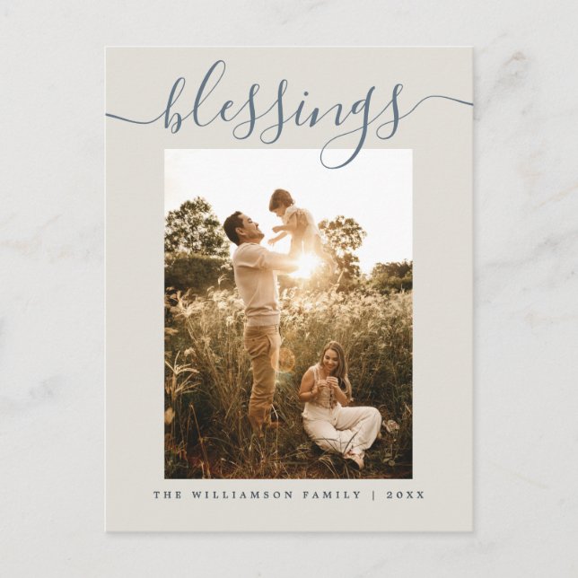 Modern Blessings Cream-Helgdag Helg Vykort (Framsida)