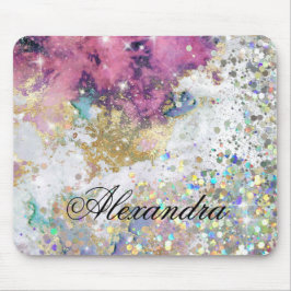 Modern Bling Sparkles Glitter Guld Galaxy Stars Musmatta