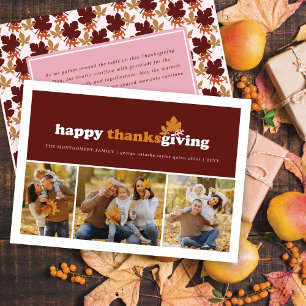 Modern block Höst löv Thanksgiving 3-foto Julkort