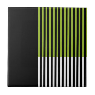 Modern Blockerad Lime Green Black White i Färg Kakelplatta