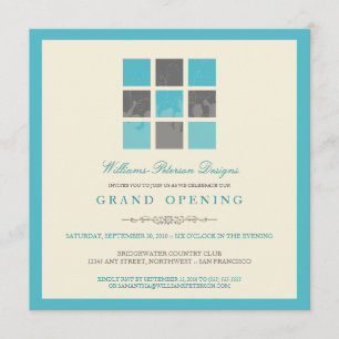 Modern blocks Grand Open Call (aqua) Inbjudningar