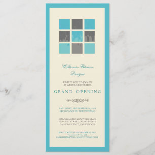 Modern blocks Grand Open Call (aqua) Inbjudningar