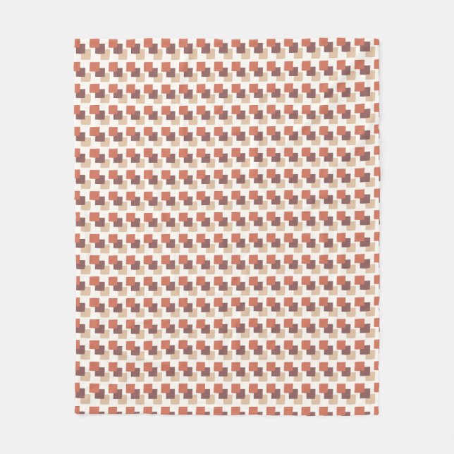 Modern Blocks Orange Brown Cream Fleecefilt (Framsidan)