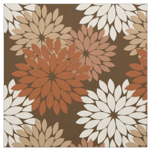 Modern blom- Kimonotryck, mörkbrunt och solbränna Tyg