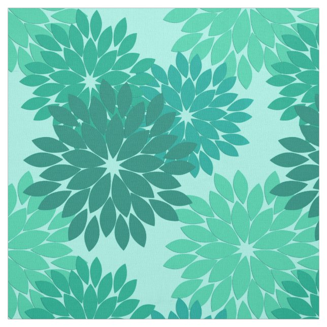 Modern blom- Kimonotryck, turkos, kricka & Aqua Tyg (Provkarta)