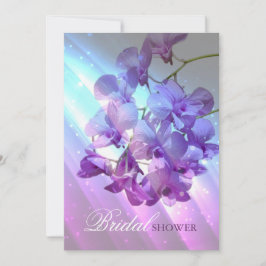 modern blom- lila purpurfärgad orchidmöhippa inbjudningar