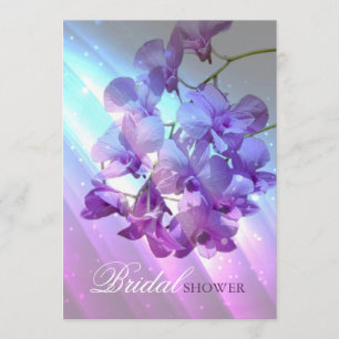 modern blom- lila purpurfärgad orchidmöhippa inbjudningar