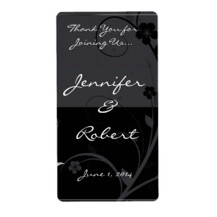Modern blom- medaljong i svart- och grå fraktsedel
