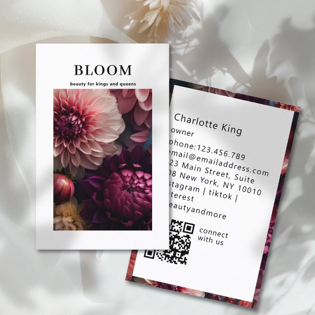 Modern blom QR-kod Visitkort (Modern Flower QR Code Business Card)