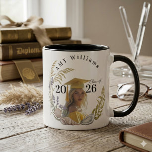 Modern blomfotografipresent Klass 2026 Anpassad Mugg