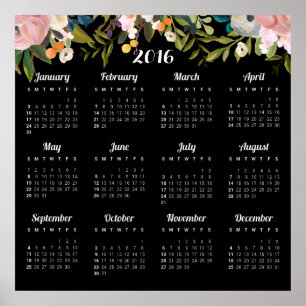 Modern blomkalender 2016 poster