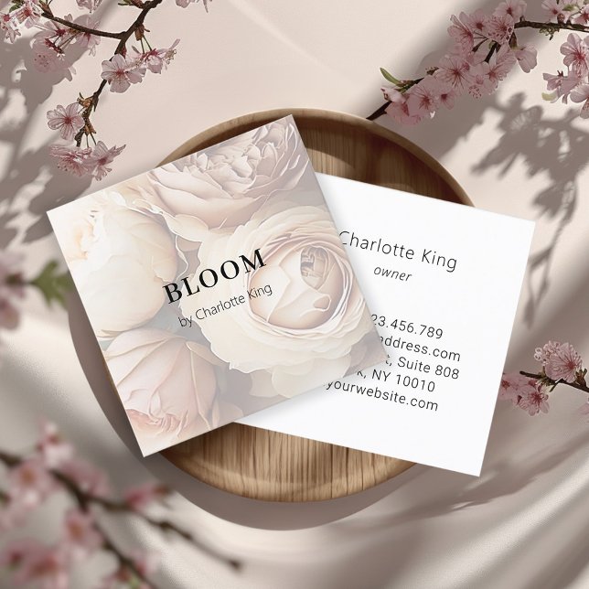 Modern, blomkorgen, affärskort fyrkantigt visitkort (Modern, flower square business card)