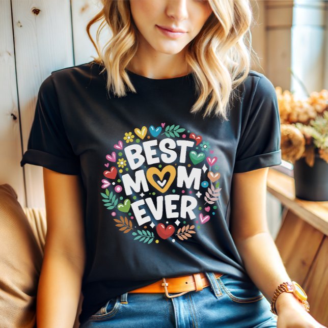 modern blomma, bästa mamma någonsin t shirt (Skapare uppladdad)