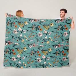 Modern blomma, elegant, inredningsblått, mönster fleecefilt