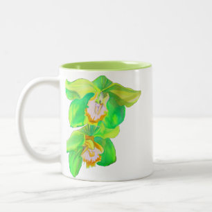 Modern blomma för orchidpopkonst Två-Tonad mugg
