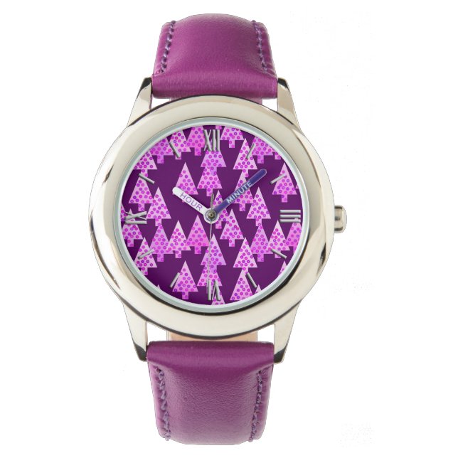 Modern blomma Julgranar - ametyst lila Armbandsur (Framsida)